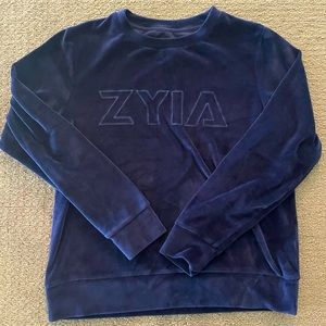 Zyia Navy Velour Crewneck Sweatshirt, M